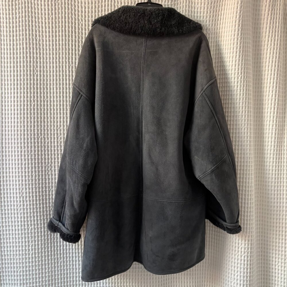Vtg Owen Barry warm gray sheepskin shearling men's coat size XL [FLAWED; READ] - Picture 4 of 8